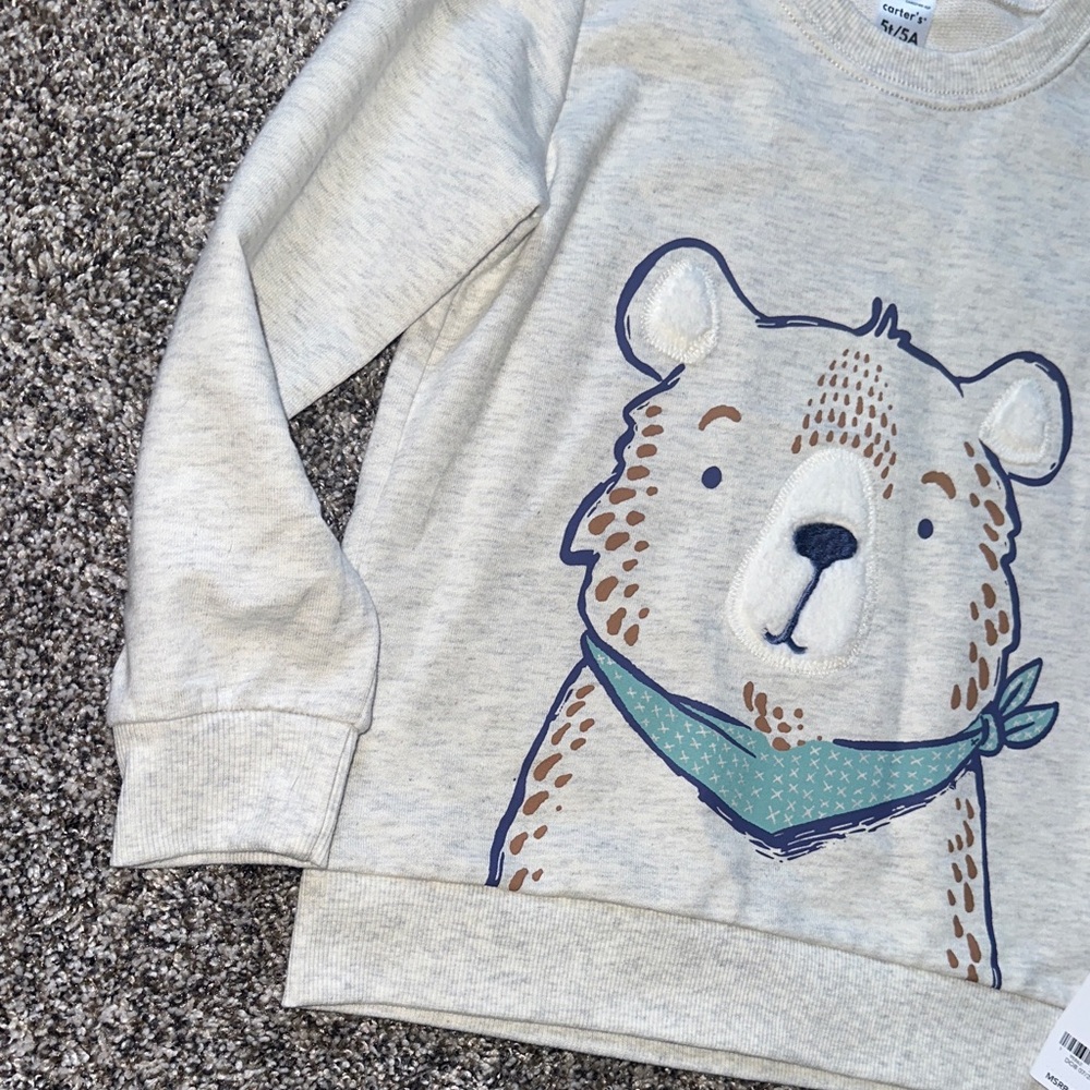 Carter's Beige and Navy Bear Matching Outfit - Picture 5 of 15